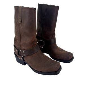 Durango Harness Leather Moto Boot in Distressed Brown Men's 9.5